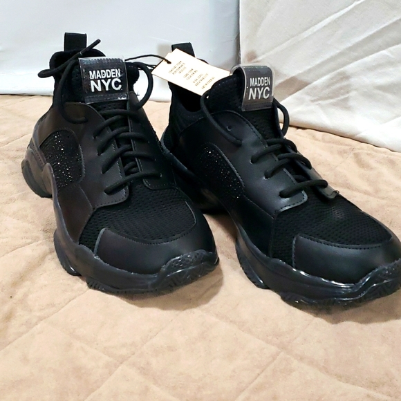 Madden NYC Shoes - Madden NYC black rhinestone sneakers